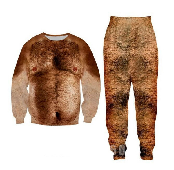 Chest hair 3D All Over Print Tracksuits Sweatshirt+joggers pants Suit Women  Men T05 | Wish