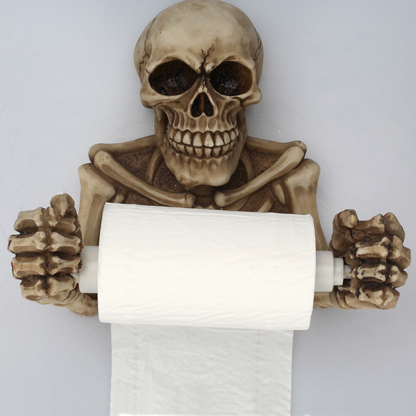 Fashion Skull Medieval Toilet Paper Holder Bathroom Spooky Tissue Box  Grinning Resin Gothic Skeleton Scary Halloween Decor Sculptures