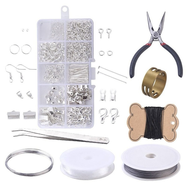 1 Box 10grids Diy Jewelry Making Materials Rings Lobster Clasp Hook Torus Needle Clip Beads Kit Tool Sets Wish - Diy Jewelry Making Box