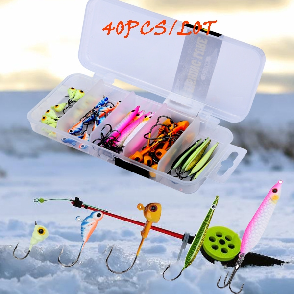 40pcs/lot Ice Fishing Jigs Fishing Lures with Single Hook for
