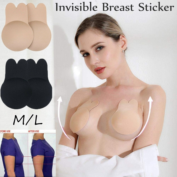 Rabbit Lift Up Invisible Bra Breast Lift Tape Silicone Breast Sticker  Invisible Wing Bra Strapless Bra 2 Sizes