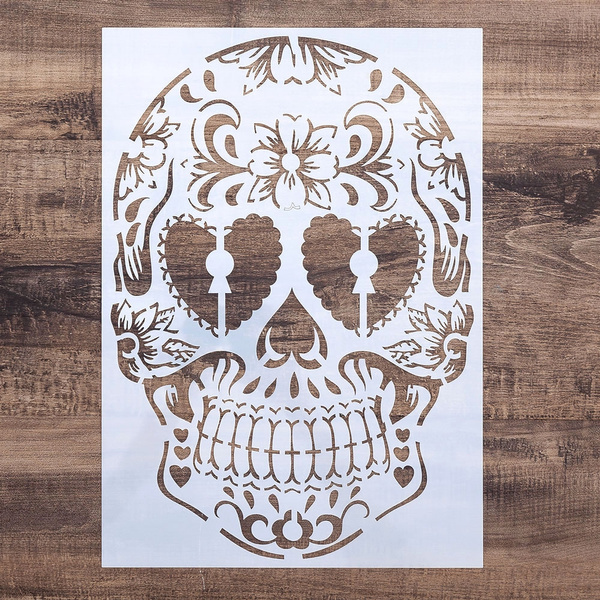 A4 Size DIY Craft Layering Skull Stencil For Wall Painting Scrapbooking ...