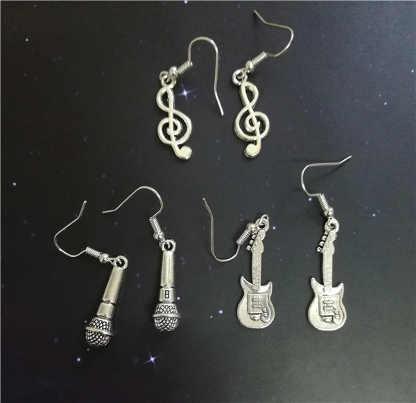 Pendientes De Joyería De Música Notas De Música Micrófonos Pendientes De Joyería De Música Notas De Música Micrófonos