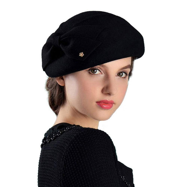 Womens Wool Felt French Berets Bowler 