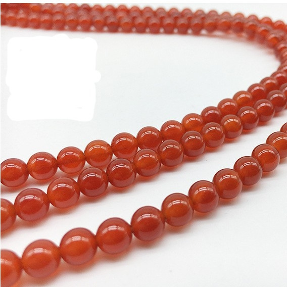 Carnelian Red Agate Beads - 6mm Round