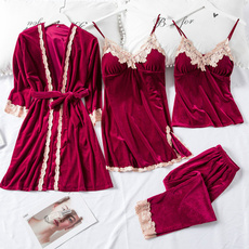 Sleepwear, nightgownsset, velvet, Coral