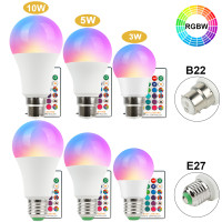 E27 RGB RGBW LED Bulb Light Color Change 5W-15W Lamp Bulbs Remote Controller
