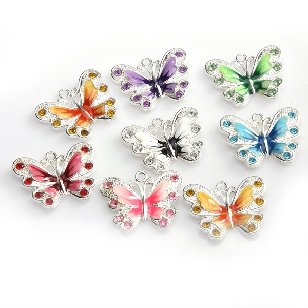 5Pcs Alloy Cute butterfly Charms Pendants Jewelry Making DIY Crafts