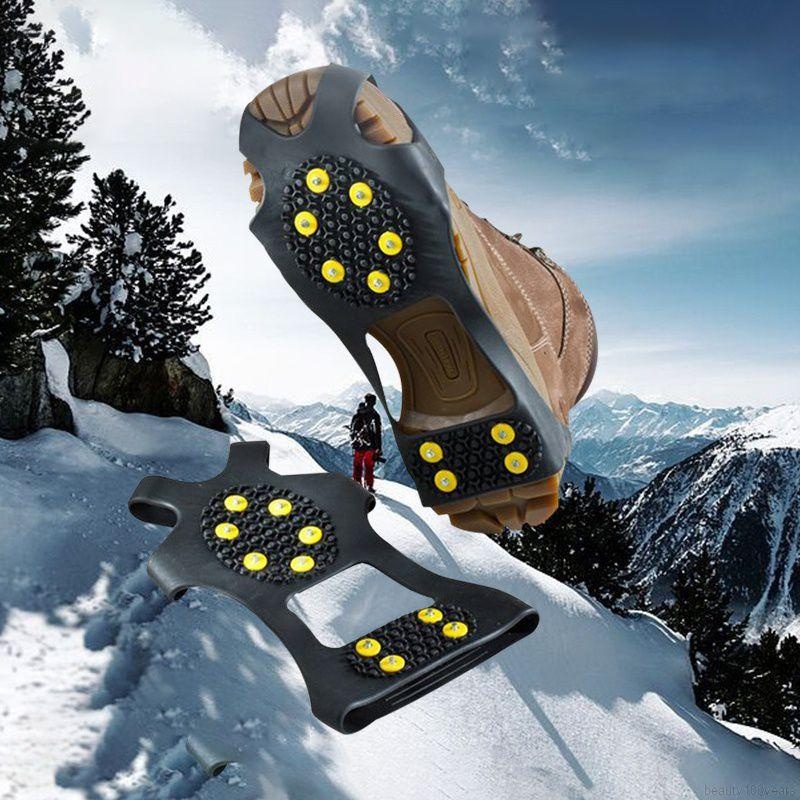 10-Stud Snow Ice Climbing Sicherheit Anti Slip Boots Schuhe Spikes Grips Cleats 
