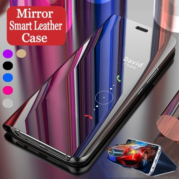 Luxury Smart Clear View Plating Mirror Flip Leather Coevr Case For Oneplus 8 Pro 8t Pro 7t