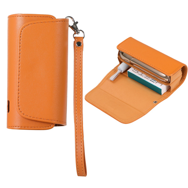 Orange 2in1 IQOS 3.0 DUO Case Electronic Cigarette Protective Holder Cigar Cover  IQOS 3.0 DUO Pu leather Case Electronic Cigarette PU Leather Carrying Case  Skin Shell Cover Box