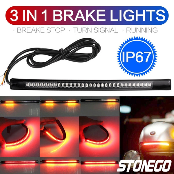 8 Motorcycle LED Light Strip, Waterproof Flexible Universal 32LED 3528SMD Rear  Tail Brake Stop Turn Signal Lights Stonego Motorcycle Accessories for  Motorcycles, Cars, ATVs, Scooter Off Road, Red/Amber