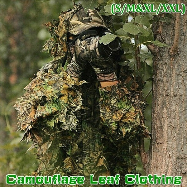Fashion 3D Camouflage Leaf Clothing Woodland Jungle Hunting Camo Sniper Suit BE 