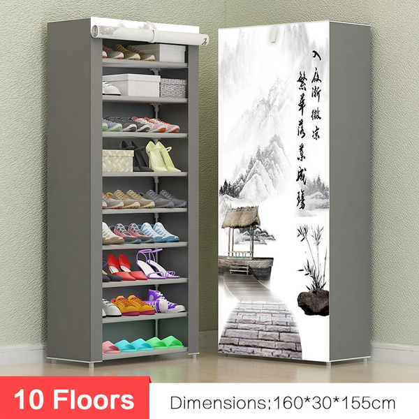 10 Floors Shoes Rack For 30 Shoes Storage Organizer With Metal Shelves And Dustproof Non Woven Fabric Diy Assembly Storage Rack Shoe Rack Wish