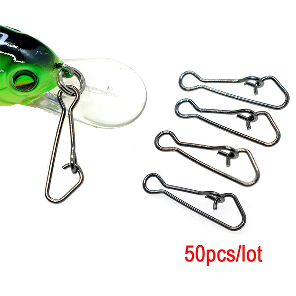 VGEBY 50pcs Fishing Snaps Black Stainless Steel Fly Hook Lure Snap Quick Change Fishing Snaps