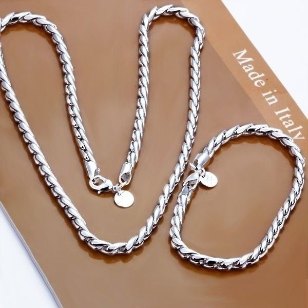 men Rope Chain Necklace Bracelet sets 