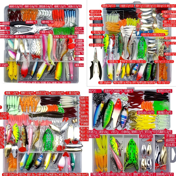 104/106/122/164/142/288pcs Fishing Lure Set Kit Soft and Hard Lure Baits  With box | Wish