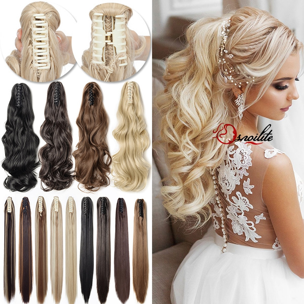 AS Long Wavy Straight Claw Clip On Ponytail Hair Extension