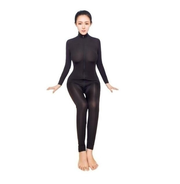 Plus Size Women Full Body Stocking Sheer Bodycon Bodysuit Catsuit