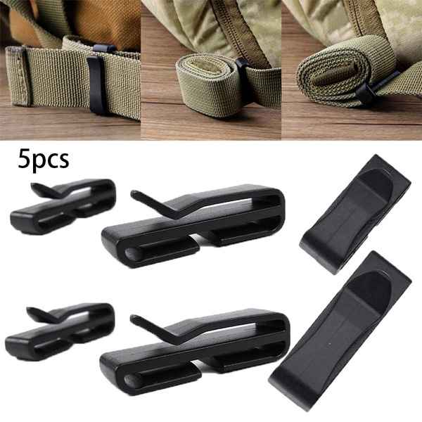 5Pcs Outdoor Camping D-Ring Molle Webbing Plastic Backpack Carabiner Buckle 