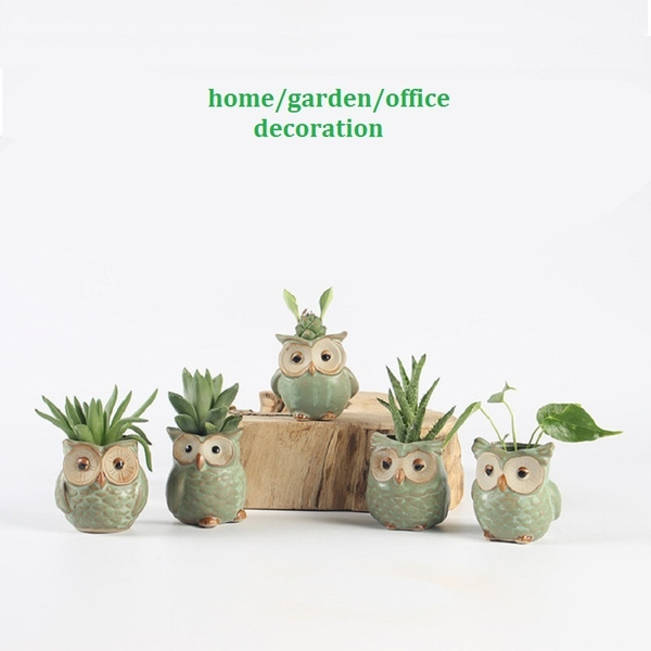 5pc Ceramic Cartoon Owl-shaped Flower Pot for Succulents Fleshy Plants Flowerpot 