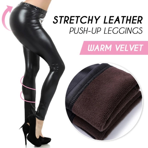 PU Leather Black Pant, Shiny Thickened 