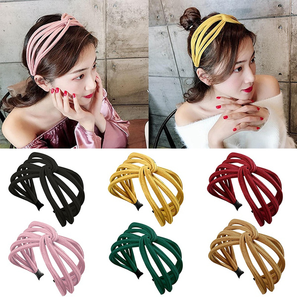 Women Headband Twist Hairband Bow Knot Cross Tie Cloth Headwrap Hair Band Hoop