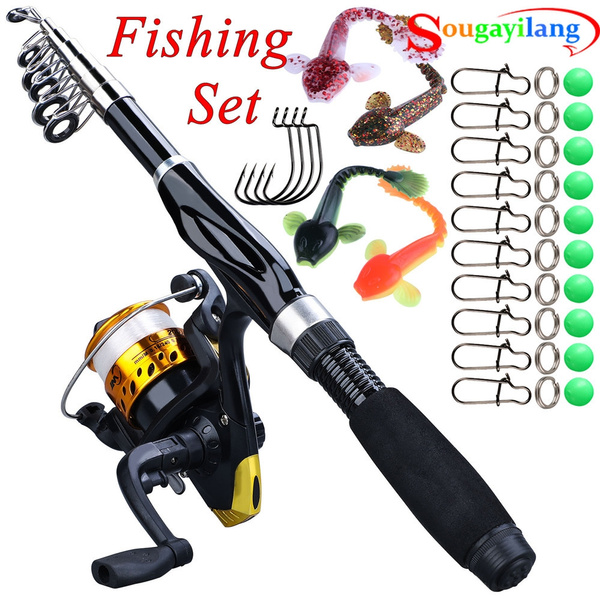 Sougayilang Fishing Rod Reel Set Spinning Fishing Rods Carbon Superhard Ultra  Light Rod with Mini Spinning Reels Fishing Tackle Set