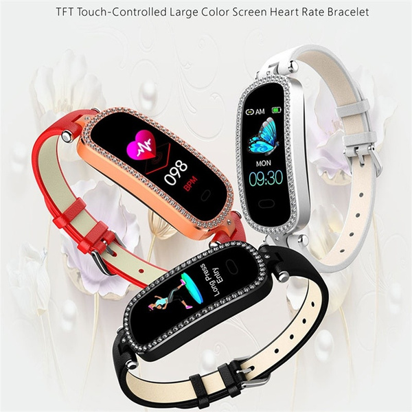 I9 Reloj Inteligente Para Mujer Frecuencia Cardiaca Presion Arterial Monitorizacion Fisiologica Femenina Pantalla HD Pulsera De Diamantes Inteligente Resistente Al Agua Wish