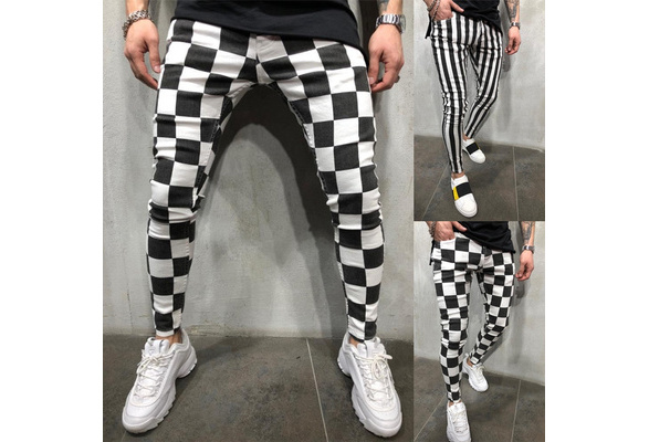 Checkered jeans hot sale mens