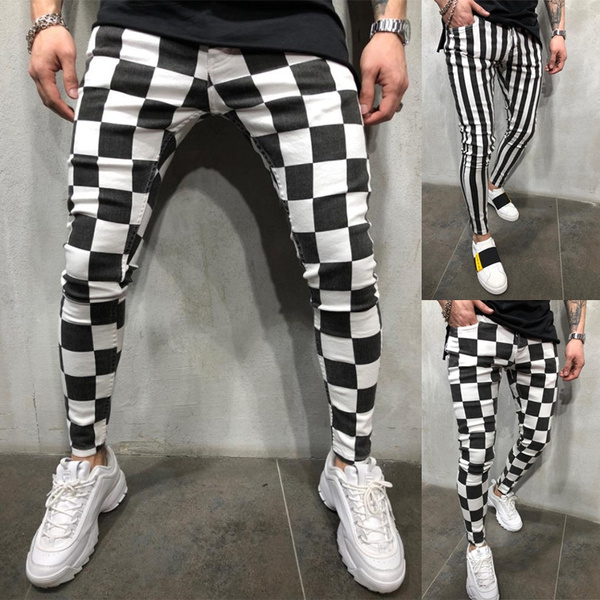 Checkered Slim Jeans - Indigo | Fashion Nova, Mens Jeans | Fashion Nova
