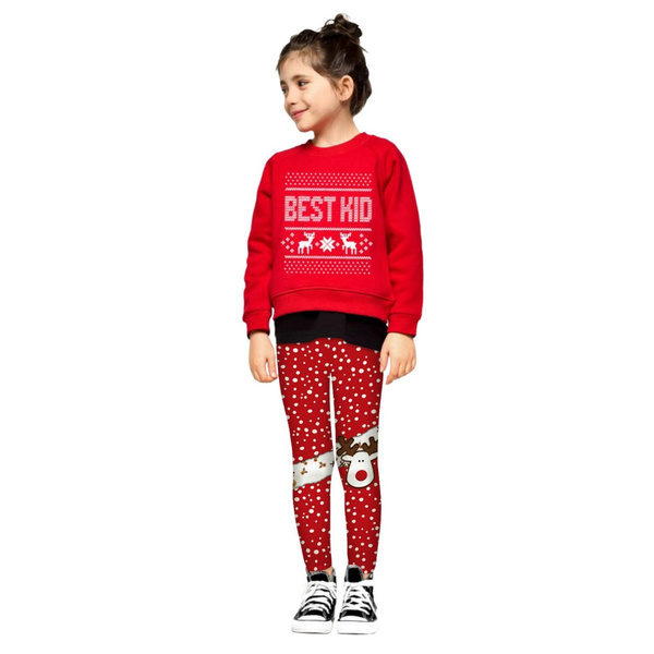 Girls Leggings Printing Snowflake Ankle 