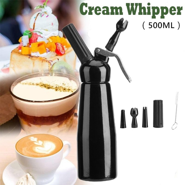 500ml Aluminum Alloy Cream Whipper Coffee Dessert Fresh Cream Butter  Dispenser Whipper Foam Maker Generator Spray Gun Tool With Cleaning Brush
