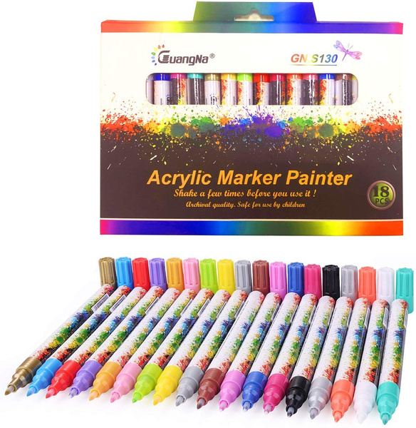Acrylverf Markers, 12 kleuren 6 kleuren Extra Fine Point acrylverf Pennen ingesteld door Smart Color permanent op waterbasis, ideaal voor Rock, hout, stof, glas, metaal, keramiek, DIY Crafts | Wish