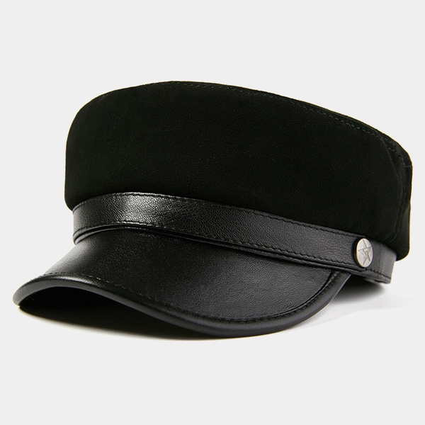 leather breton cap