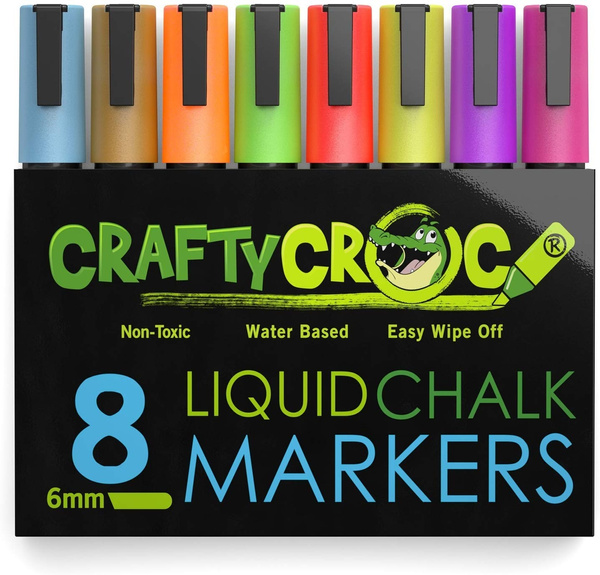 Liquid Chalk Markers for Blackboards (10 Neon Colors) - Chalkboard Marker  Erases on Glass, Window, Black Board, Mirror - Chalk Pens Include  Reversible Chisel & Bullet Tip - Non-Toxic Ink