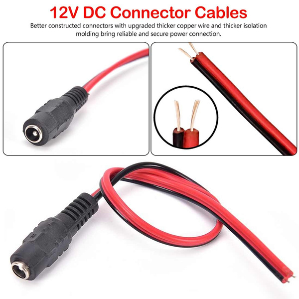 New 5.5x2.1mm Connector 12V DC Power Socket Cable Wire Jack Plug  Male Female 