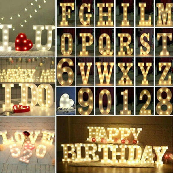 PLASTIC ALPHABET LETTER LIGHTS LED LIGHT UP WHITE LETTERS STANDING NUMBERS A-Z 