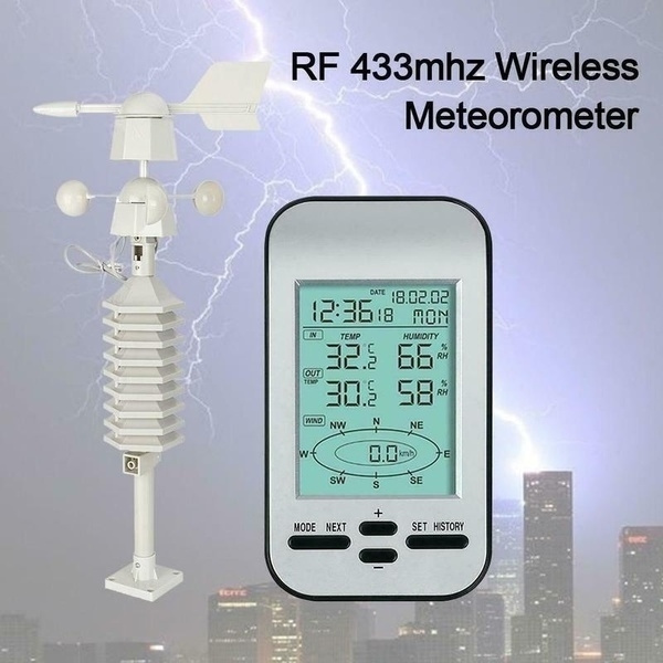 RF 433mhz Wireless Weather Station Clock Wind Speed Direction Sensor  Temperature