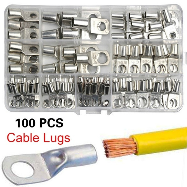 100PCS SC Cable Lugs Tinned Copper Lug Ring Wire Connectors Bare Cable