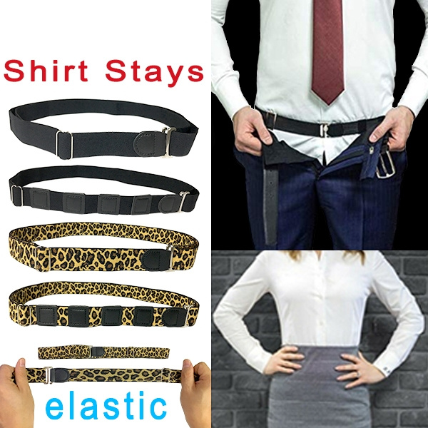 1PC Elastic Adjustable Black/Leopard Near Shirt-Stay Best Shirt Stays Tuck  It Belt Shirt Tucked Men/Women Shirt Stay