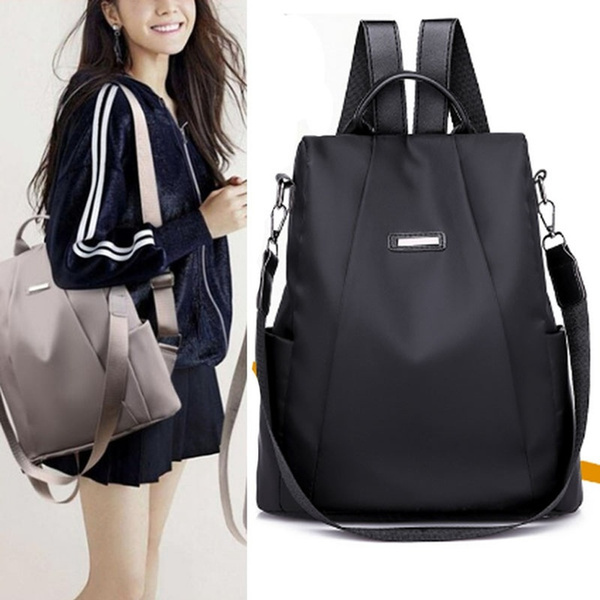 Women Waterproof Oxford Cloth Travel School Backpack Double Shoulder Handbag Bag