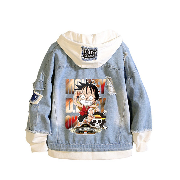 YZJYB One Piece Denim Jacket Hoodie Anime Edward Newgate Hooded Sweatshirt  Cosplay Pullover Denim Jacket for Men Women : Amazon.de: Fashion