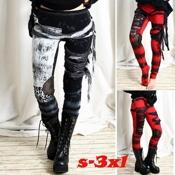 These sexy leggings are an instant day-to-night essential. The side ripped  design is cool and fulfills a strong sense of punk style. ï¿½ Long, skinny  leg design ï¿½ High Waisted ï¿½ Cut