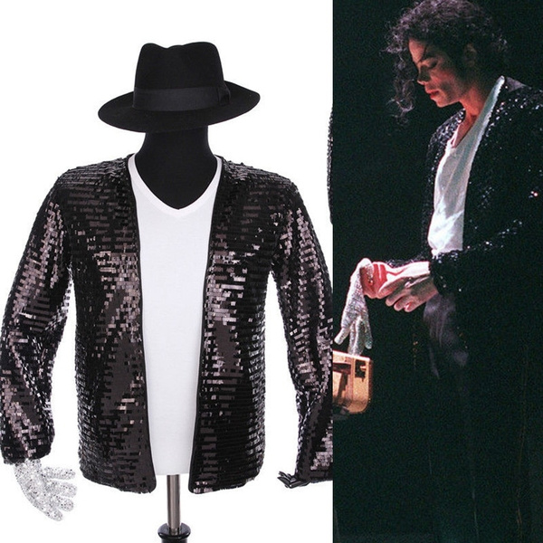 Michael Jackson Costume Dress MJ Billie Jean Jacket Coat Free Billie Jean Glove
