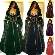 GOTHIC DRESS, Plus Size, Medieval, Long Sleeve