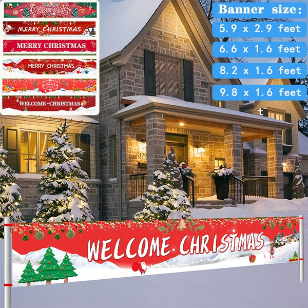 9.8 x 1.5 feet Colormoon Merry Christmas Banner with Snowflake for Garland Xmas Party Home Holiday Bunting Banner for Christmas Decoration Party Supplies Outdoor Indoor 