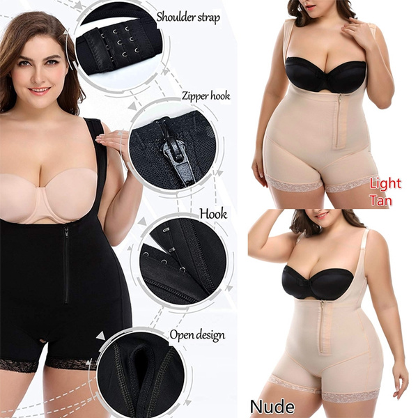 Women's Plus Size Firm Tummy Compression Bodysuit with Butt Lifter