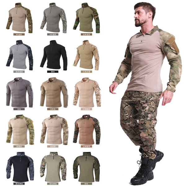 Outdoor Hunting Camouflage T-Shirt Men Army Tactical Combat T