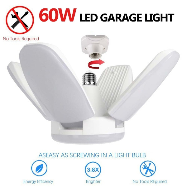 Led Garage Lights 60w E27 90lm W Deformable Ceiling With 4 Adjustable Panels Lighting For Work Basement Warehouse Wish - Led Deformable Panels Garage Ceiling Light 60w Led Garage Lights 60w E27 90lm W Deformable Ceiling With 4 Adjustable Panels Lighting For Work Basement Warehouse Wish - Led Deformable Panels Garage Ceiling Light 60w